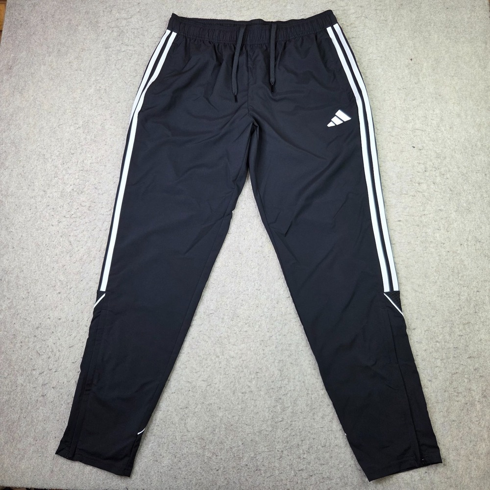 adidas Tiro 23 League Woven Pants Men L Black 3-Stripe Zip Ankle Performance NEW